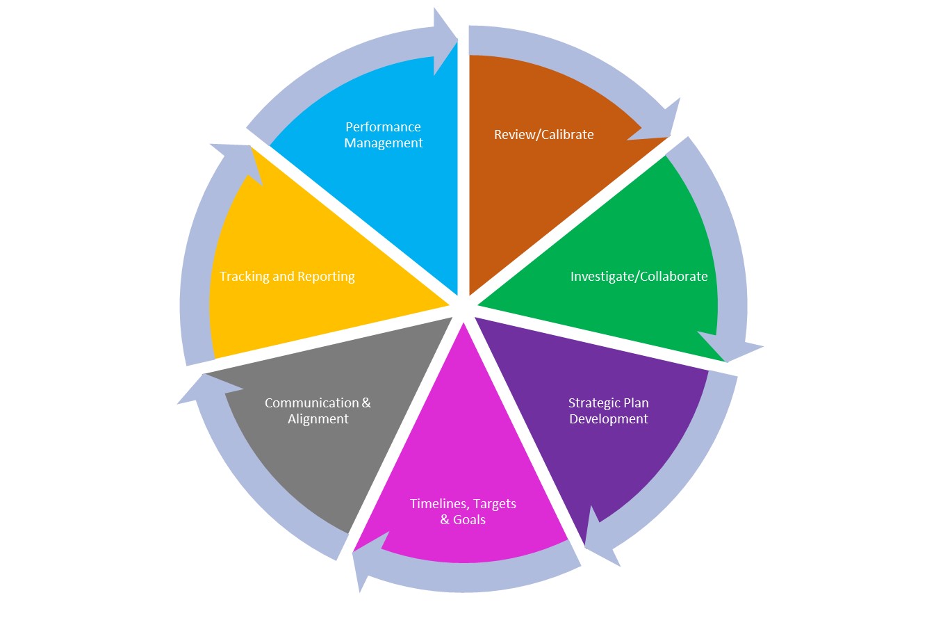 A cyclical view of a strategy review and strategy development process